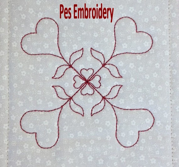 Pes Embroidery Designs 4 Heart Flowers Valentine Design Set of