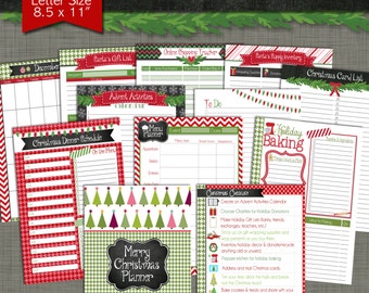 Merry Christmas Printable Planner - Size Large 8.5 x 11 PDF - Instant Download