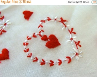 ONSALE Vintage Valentine Embroidered Hankie N0 5