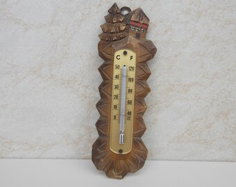 Thermometer , Vintage thermometer , small thermometer , cute thermometer , beutiful , wood