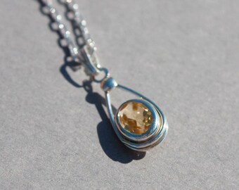 Citrine birthstone pendant, November birthstone necklace.