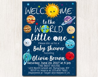 Space theme baby shower invitations, Solar system, Baby Sprinkle Invitation, Baby Shower invitation, Baby Sprinkle invitation - 1671