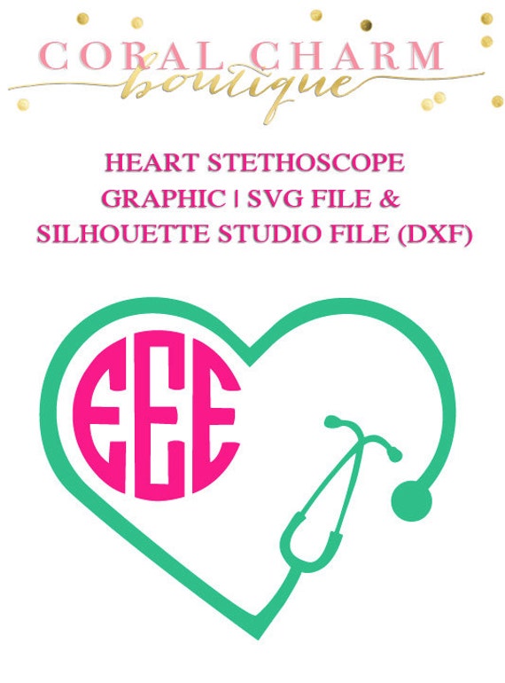 Download Monogram Heart Stethoscope File for Cutting Machines SVG and