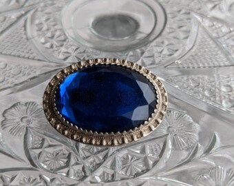 Large Blue Stone Vintage Brooch Pin
