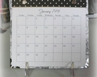Black and White Rose 2018 - 2019 Refillable Desk Calendar