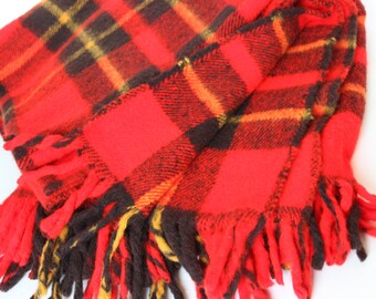 Vintage Faribo Plaid Wool Plaid Made in Faribault Minnesota Blanket Red Tartan Stadium Blanket Picnic Blanket Tailgate College Game Day