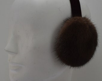Brown Mink Fur Earmufs Demi-buff new made in usa