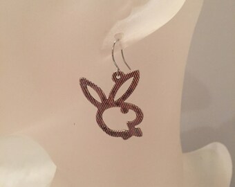 Silver playboy bunny earrings