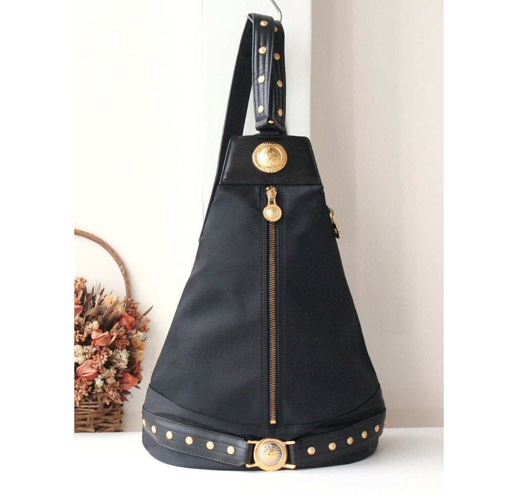 Gianni Versace Authentic Vintage Black Backpack Purse Rare