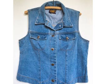 90s Denim Vest | Faded Glory | M