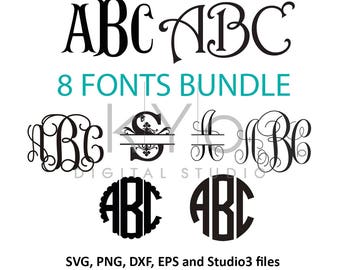 Fonts for Cricut svg files Font svg files Cricut Monogram Font Bundle svg Cricut design space Silhouette Studio font download svg