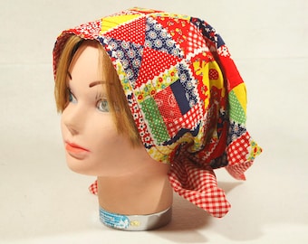 Vintage 60's Patch work Head Scarf (Reversible)