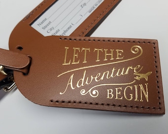LET the adventure begin Luggage Tag Gifts - Traveler - Wedding - Birthday - Baby Shower & More! Handmade in the USA!