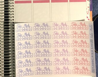 Medicine Boxes Planner Stickers, Take Meds tracker, will fit most planners, calendars, journals