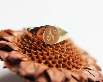 Signet Ring, Gold Signet Ring, Oval Signet Ring, Initial Signet Ring, Gold Ring, a, b, c, d, e, f, g, h, j, k, l, m, n, o, p, r, s, t, v, w