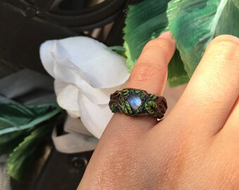 Anillo Piedra Luna Arcoíris #5