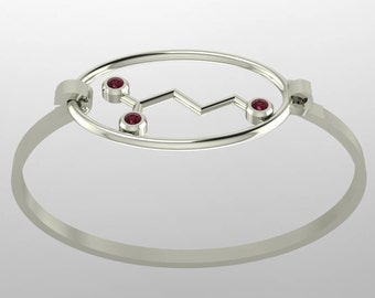 Molecule Gaba "calm" sterling silver bangle bracelets set with birthstones - Molecular Bliss