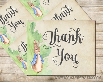 Peter Rabbit Thank You Card, Baby Shower, Printable _1249
