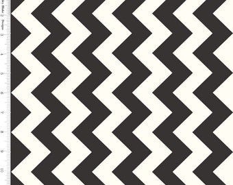 Black Chevron Fabric, Riley Blake Le Creme C640-110 Medium Chevron Black on Cream, Cotton Fabric, Chevron Quilt Fabric, Black & Cream Fabric