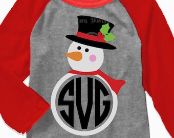Snowman svg, snowman monogram svg, snowman iron on, monogram svg, digital download, printable, SVG, DXF, EPS, cut file, santa hat svg