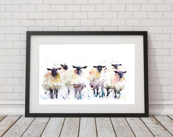 LIMITED edition print of my SHEEP 1315wall art, home decor, nursery art, wildlife animal art. hand signed, illustration, animal art
