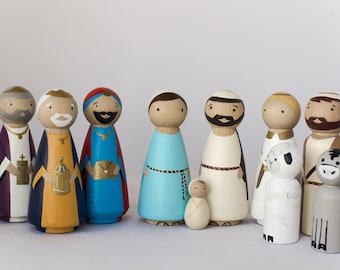 Wooden Peg Dolls NATIVITY