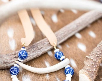 Handmade Beaded Antler Necklace
