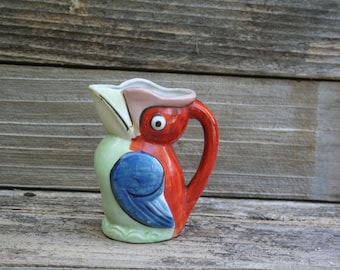Colorful Vintage Parrot / Bird Creamer / Pitcher / Made in Japan
