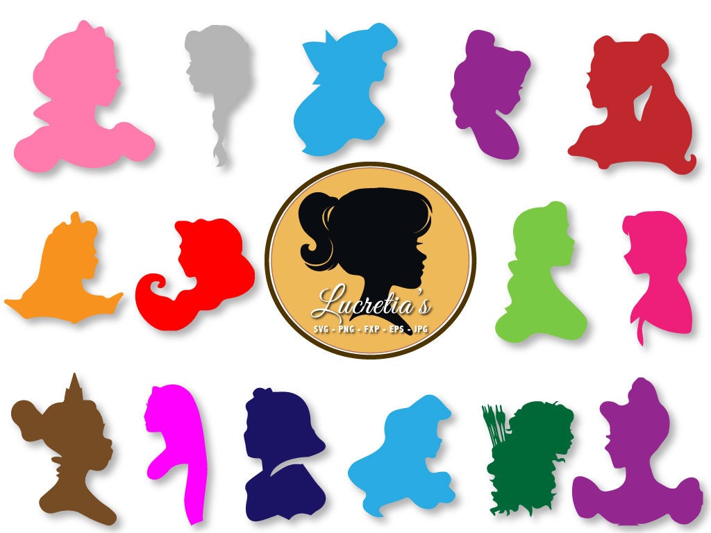 Disney princess silhouette dxf Princess clipart SVG files