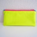 Neon Yellow Zipper Pouch Bag Purse with Bright Blue Lining and Hot Pink Zipper