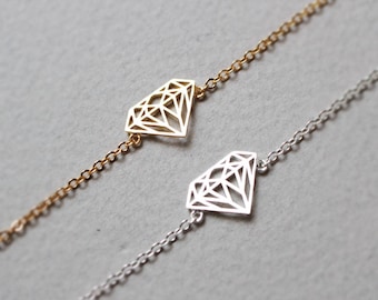 Diamond shape bracelet, Geometric bracelet, Personalized bracelet, Everyday bracelet, Bridesmaid gift, Wedding bracelet, Simple, Minimal