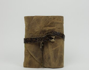 Leather Journal - Handmade paper with antique skeleton key