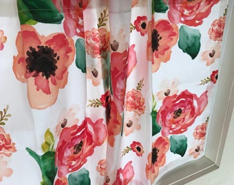 Bold Floral Spoonflower Valances and Cafe Curtains, Floral Home Decor, Window Treatments , Curtains, Kitchen Nursery