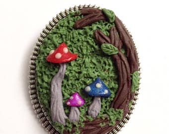 Brooch, magic forest, gift in love for women, magic tree brooch, magic forest and mushrooms, personalized gift, Christmas gift