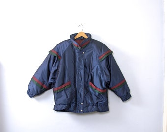 Vintage 80's navy blue puffy coat, women's size medium