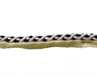 Black/Gold Flange Cord, 10 mm