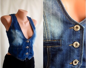 Vintage Denim Bustier / Top, size S-M /36-38/