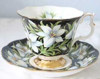 Vintage Royal Albert Provincial Flowers Gentleman Size Cup and Saucer, 'Madonna Lily', England