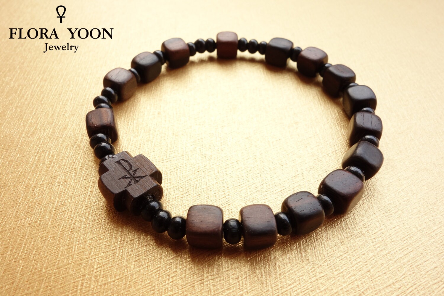 Wood Rosary Bracelet Stretch braceletCatholic bracelet One