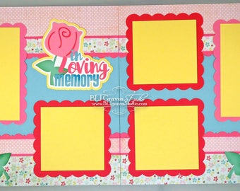 Premade Scrapbook Page Layout Paper Piece Die Cuts 12x12 In Loving Memory Handmade 16