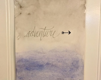 9 X 6, Watercolor "Adventure" Minimalist Decor