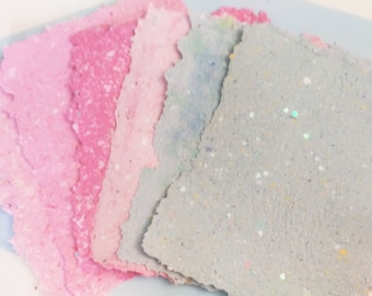 Handmade Pastel Paper -- made from 100% recycled paper