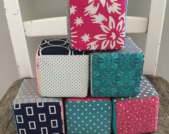 Fabric Blocks, Foam Baby Blocks, Fabric Foam Blocks, Baby Girl Blocks, Gift Idea, Baby Gift Idea, Baby Shower Gift, Ready to Ship