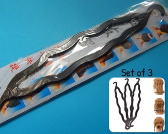 Set of 3, Hair Bun Maker, Hairdressing Tool, Hair Accessories, Hair Styling, Bun Maker, Elegant Hair Items, Black Hair Twisting Item, #232P