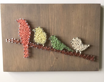 String Art - Bird Art - Gift for Bird Lovers - Rustic Sign - Farmhouse Decor - Teacher Gift - Gallery Wall - Spring Decor - Gift For Her
