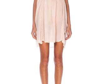 1920s Silk And Lace Slip With Ribbon Roses Size: M