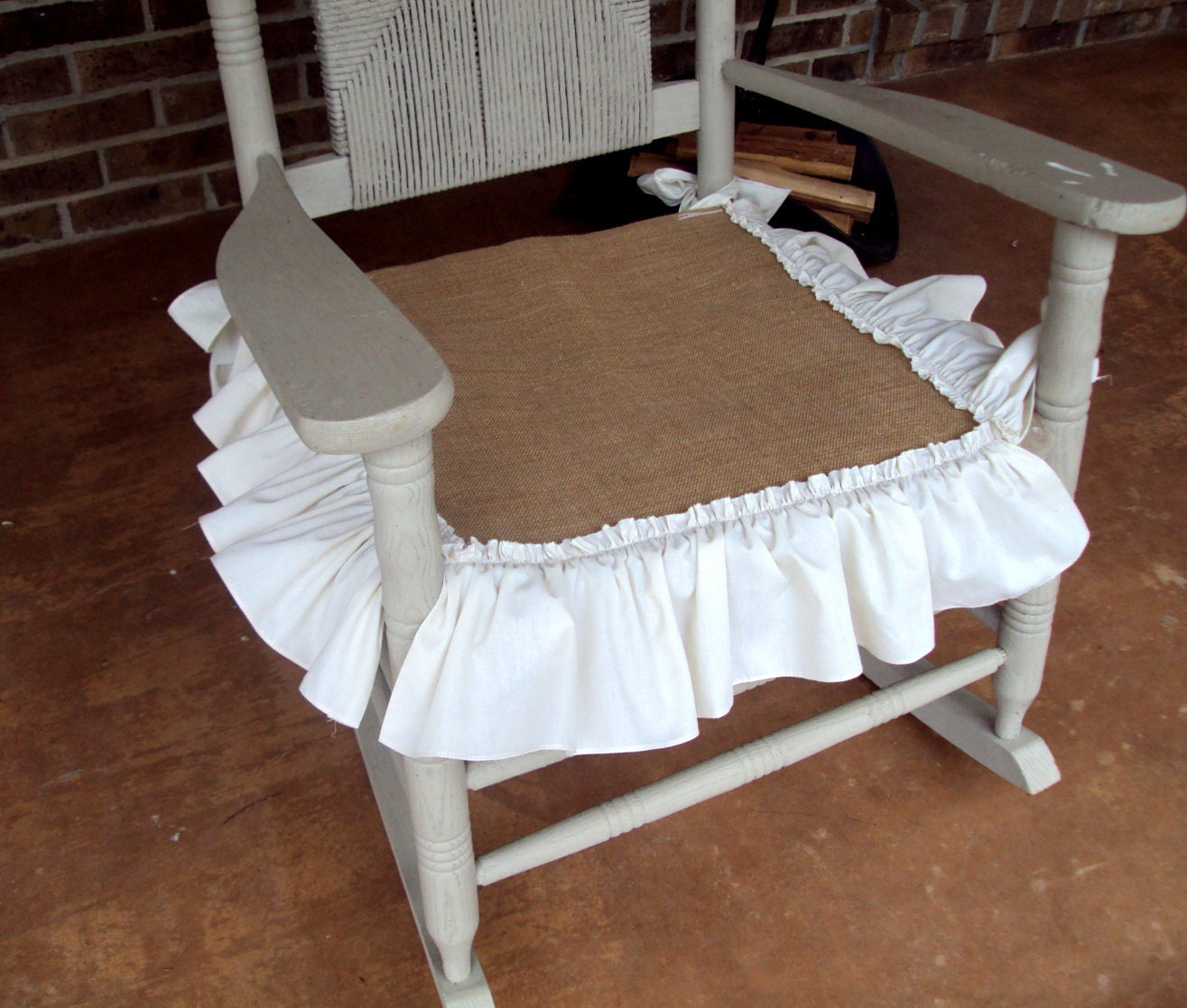 Rustic Burlap Nursery Porch Rocker Rocking Chair Seat Slip 🔎zoom - Rustic Burlap Nursery Porch Rocker Rocking Chair Seat Slip