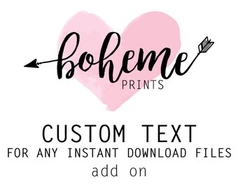 ADD ON Custom text for any instant download files