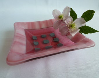 Pink Fused Glass Trinket Dish
