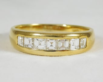 Diamond and 18k Yellow Gold Gentleman’s Wedding Band